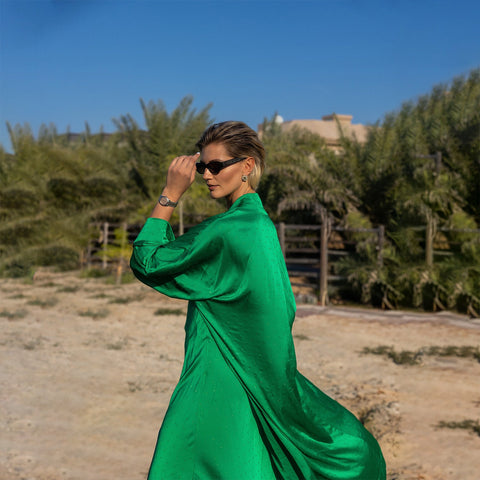 Janara Jones | Emerald Rhinestones Abaya Kaftan