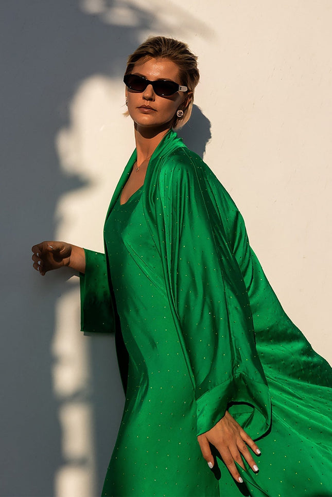 Janara Jones | Kaftan Abaya szmaragdowe cyrkonie