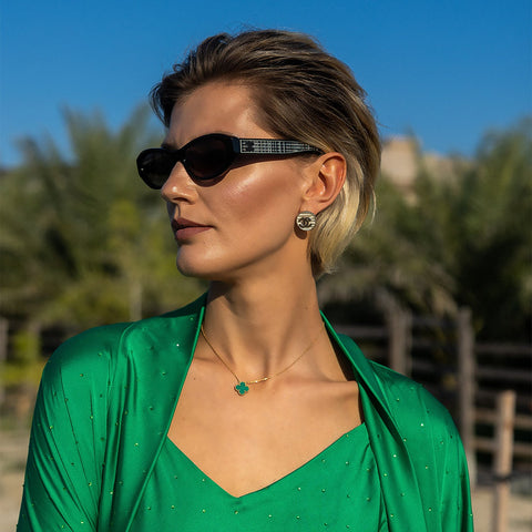 Janara Jones | Emerald Rhinestones Abaya Kaftan