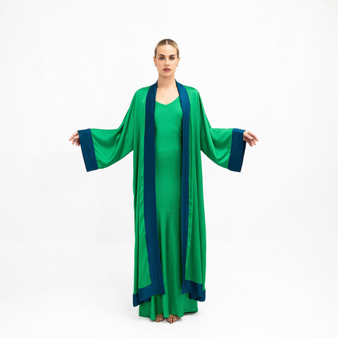 Janara Jones | Green Blue Cuffs Abaya Kaftan