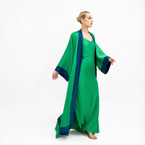 Janara Jones | Green Blue Cuffs Abaya Kaftan