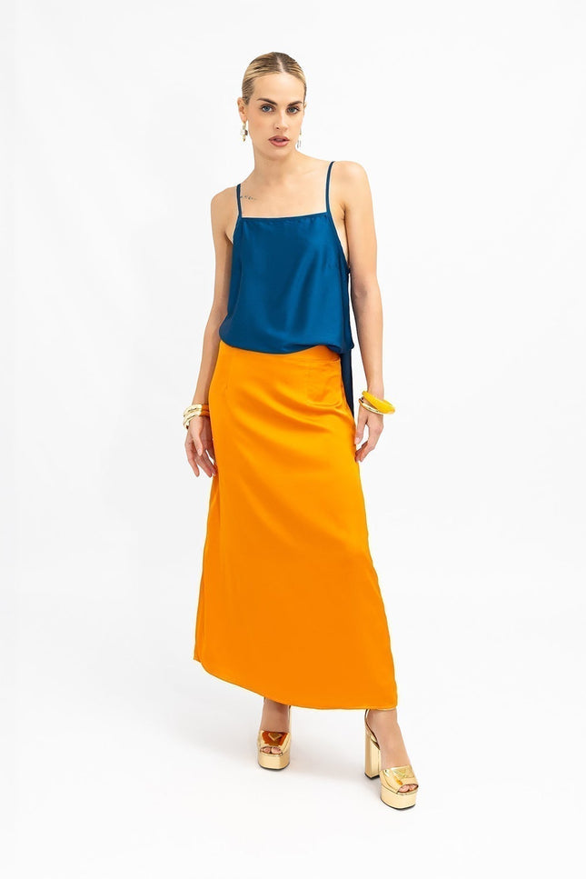 Janara Jones | Orange Low Waisted Maxi Skirt