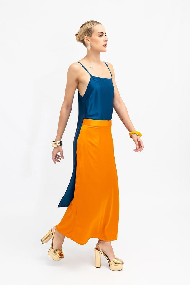 Janara Jones | Orange Low Waisted Maxi Skirt