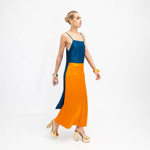 Janara Jones | Orange Low Waisted Maxi Skirt