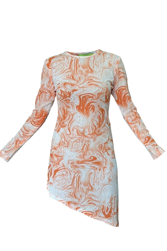 Janara Jones | Orange Tie Dye Synthetic Asymmetric Mini Dress