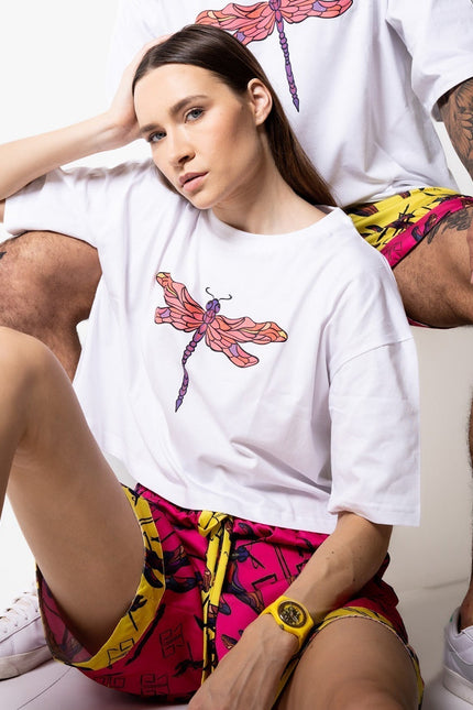 Janara Jones | Pink Dragonfly Print Sweatshorts