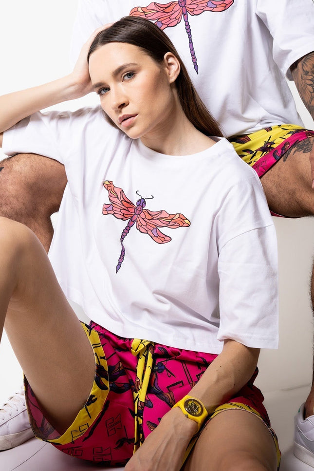 Janara Jones | Pink Dragonfly Print Sweatshorts