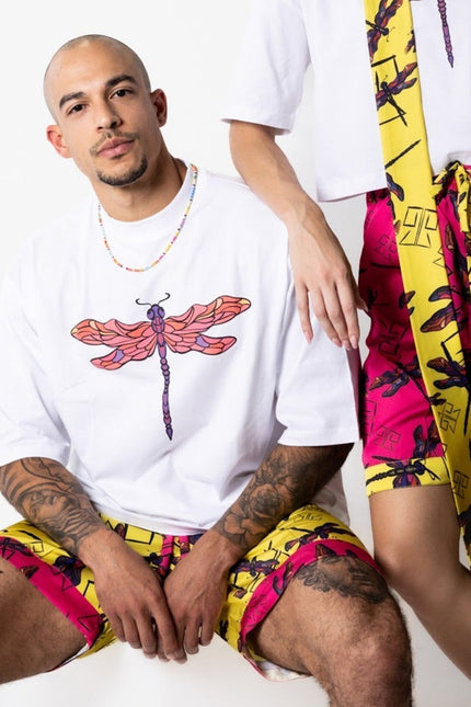 Janara Jones | Pink Dragonfly Print Sweatshorts