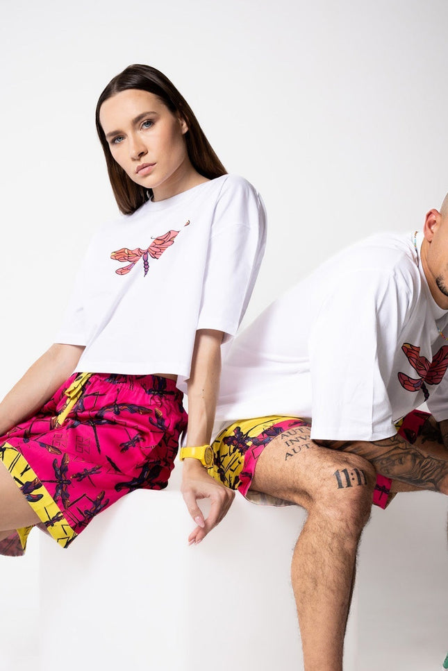 Janara Jones | Pink Dragonfly Print Sweatshorts