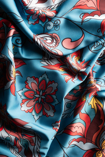Janara Jones | Blue Floral Paisley Print Twilly Shawl