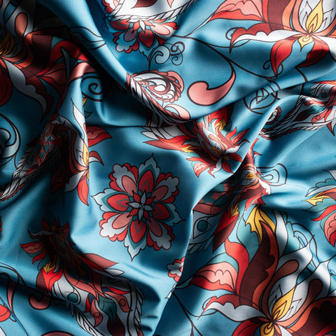 Janara Jones | Blue Floral Paisley Print Twilly Shawl