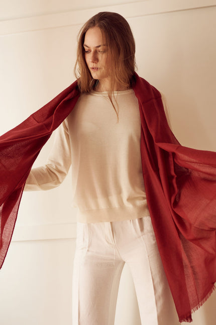Bel Cashmere | Fular ultra fino de cashmere burdeos