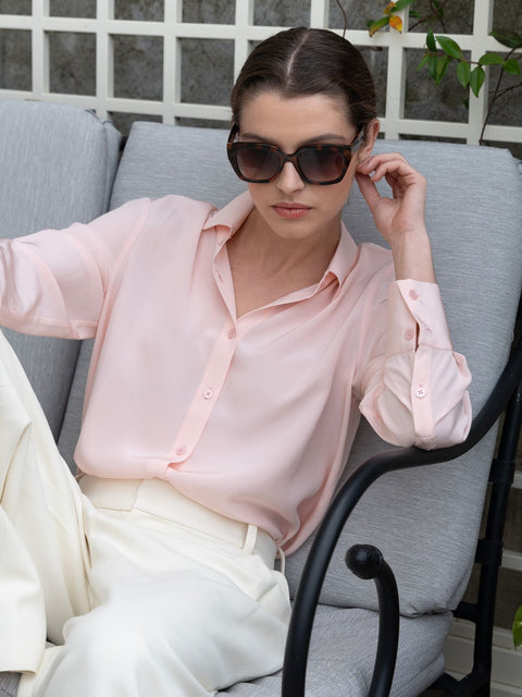 Bel Cashmere | Blusa Bianca de seda rosa