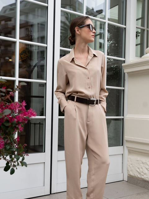 Bel Cashmere | Blusa Bianca de seda light taupe