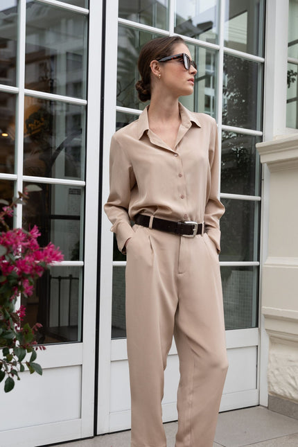 Bel Cashmere | Blusa Bianca de seda light taupe