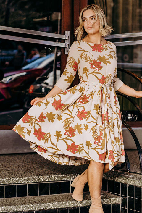 Violet Fish I Stormy Weather Dress - Mystery Gardenia Sand Rose