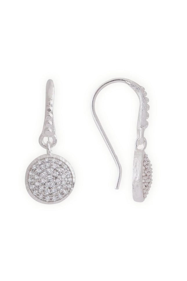 Giselle Vale | Scintilla Pavé Medallion Drop Earrings Silver
