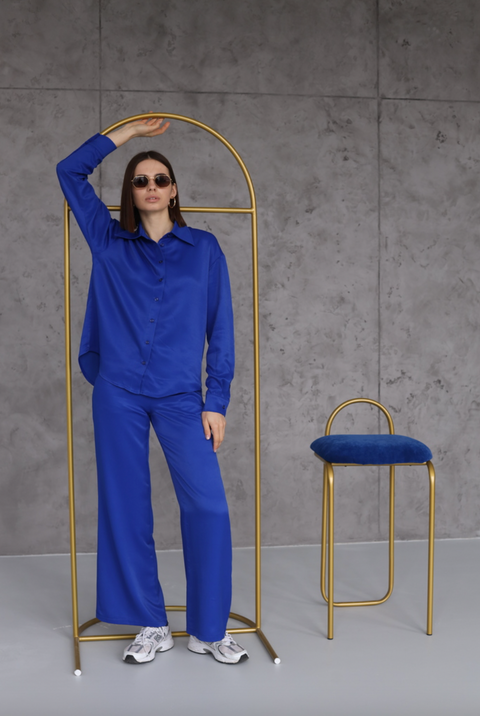 BÚDZIKO | NATURAL SILK ELECTRIC BLUE PANTS