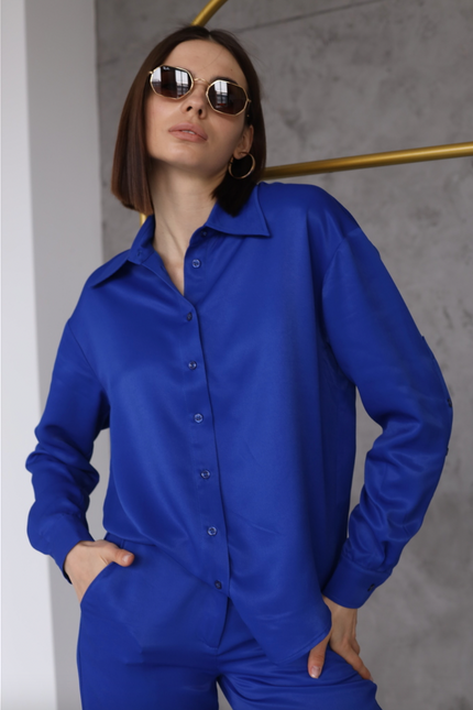 BÚDZIKO | NATURAL SILK ELECTRIC BLUE SHIRT