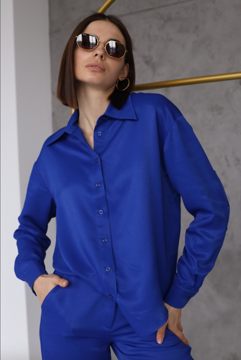 BÚDZIKO | NATURAL SILK ELECTRIC BLUE SHIRT