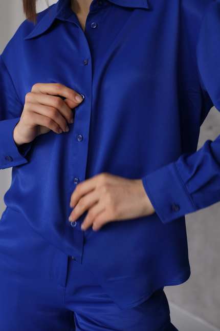 BÚDZIKO | NATURAL SILK ELECTRIC BLUE SHIRT