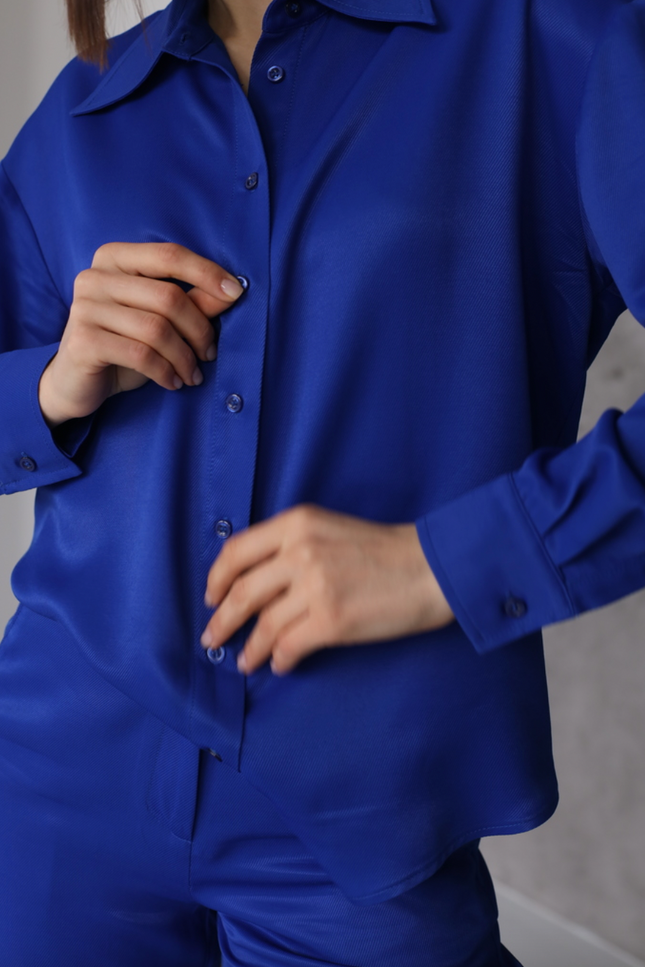 BÚDZIKO | NATURAL SILK ELECTRIC BLUE SHIRT