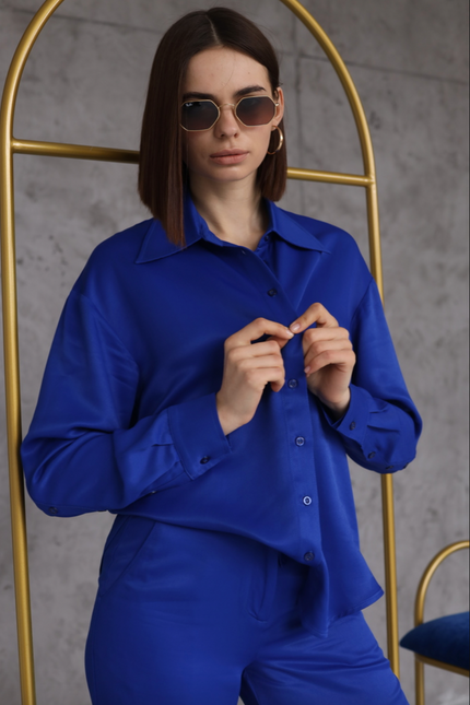 BÚDZIKO | NATURAL SILK ELECTRIC BLUE SHIRT