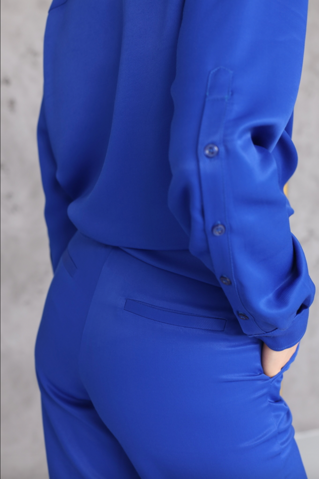 BÚDZIKO | NATURAL SILK ELECTRIC BLUE PANTS