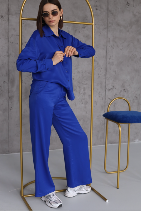 BÚDZIKO | NATURAL SILK ELECTRIC BLUE PANTS