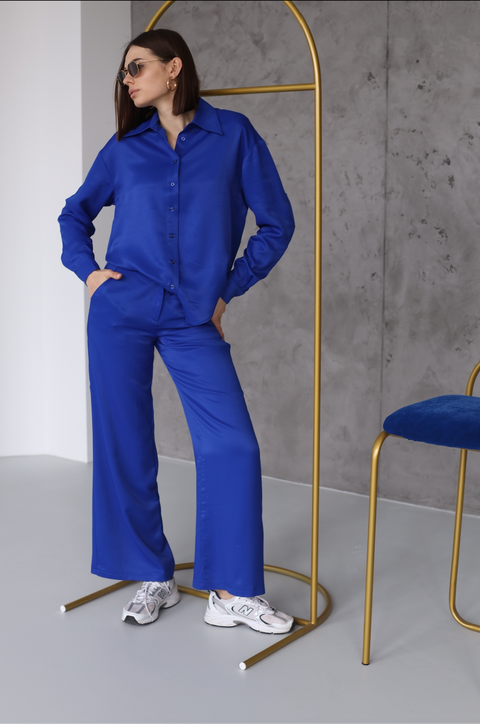 BÚDZIKO | NATURAL SILK ELECTRIC BLUE PANTS