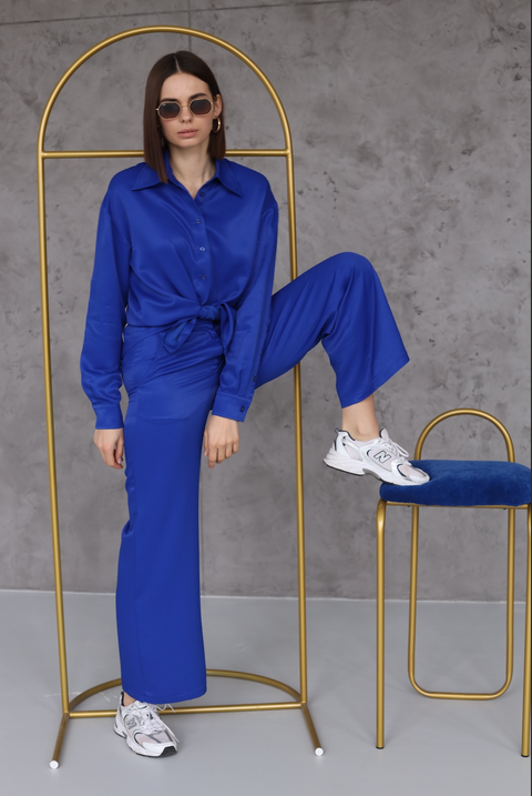 BÚDZIKO | NATURAL SILK ELECTRIC BLUE PANTS