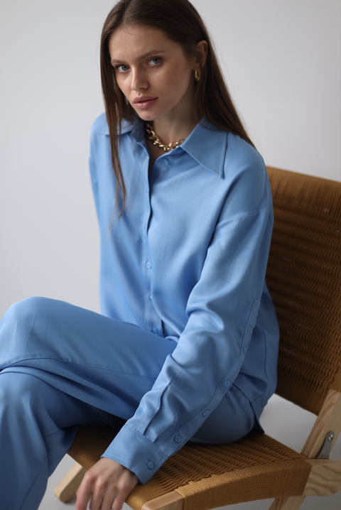 BÚDZIKO | NATURAL SILK SKY BLUE SHIRT