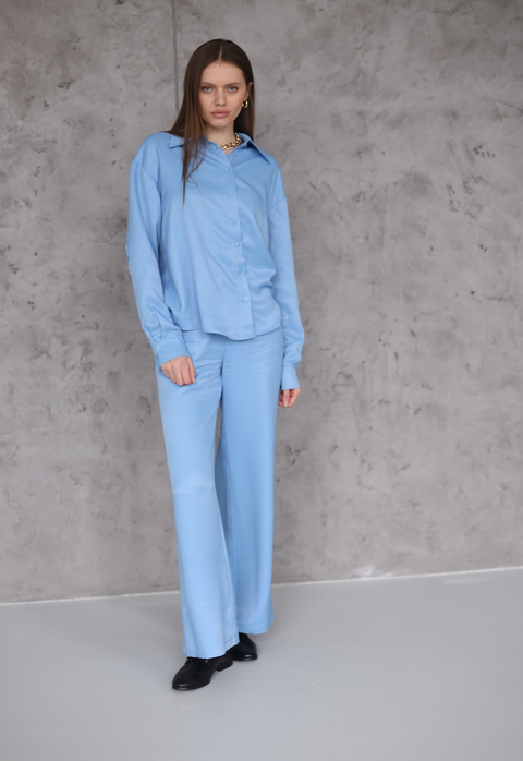 BÚDZIKO | NATURAL SILK BABY BLUE PANTS