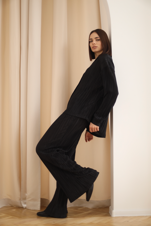 BÚDZIKO | AMELIA BLACK PLEATED TROUSERS
