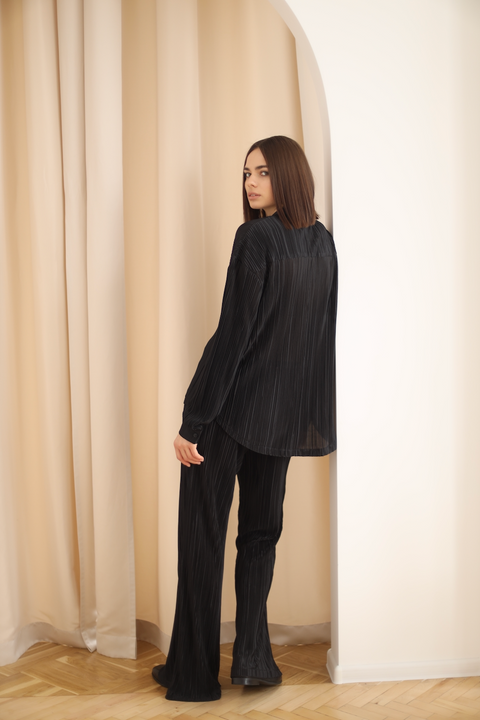 BÚDZIKO | AMELIA BLACK PLEATED TROUSERS