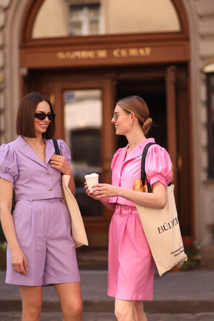 BÚDZIKO | MARSHMALLOW LINEN PUFFED SLEEVED LAVENDER BLAZER