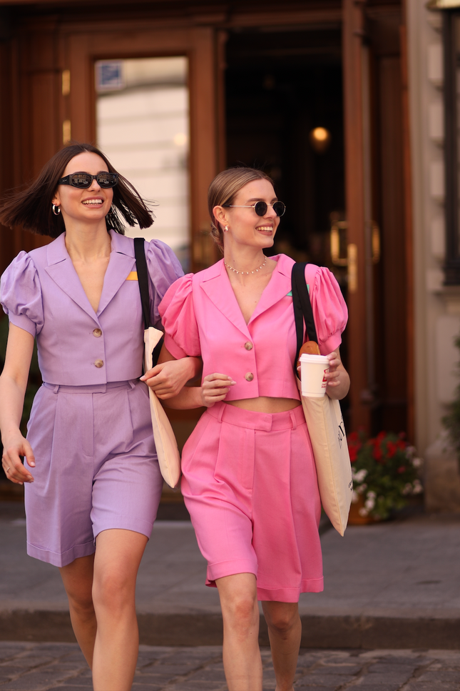 BÚDZIKO | MARSHMALLOW LINEN PUFFED SLEEVED PINK BLAZER
