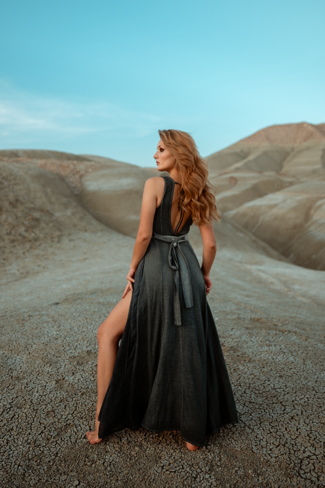 Zhenabia | ZHE Dress in Dusty Blue