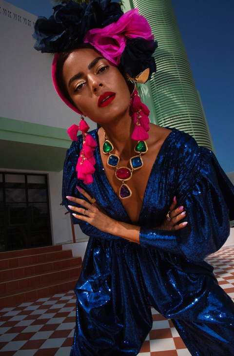 Julia Clancey I Gloria Granatowy Kombinezon z Cekinami