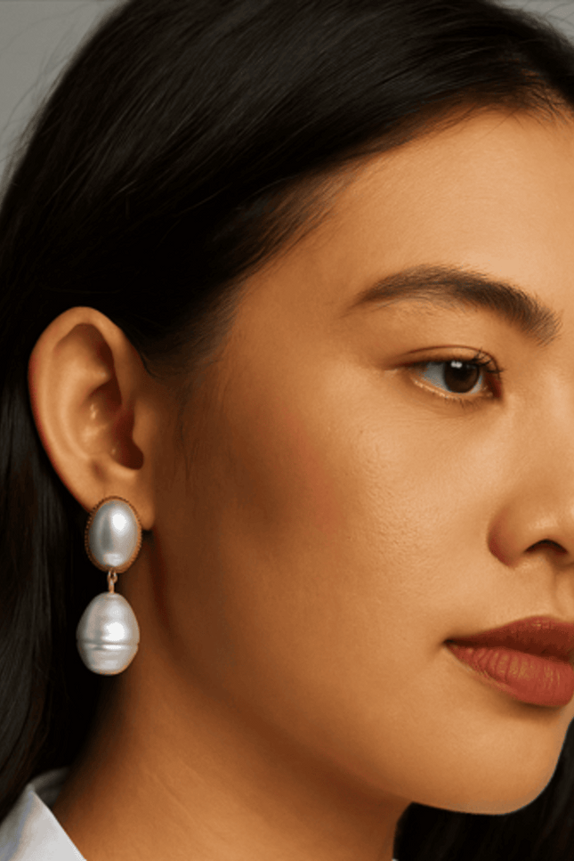 Michael Nash Jewelry | Emma Baroque White Glass Pearl Drop Earrings