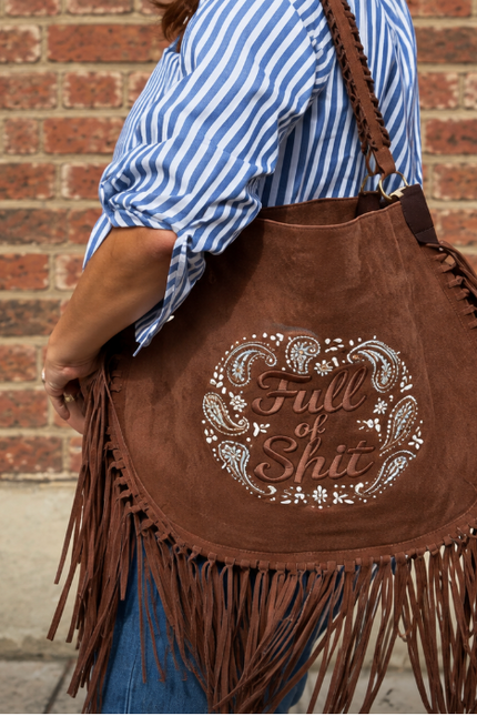 Lilly Loves | Full of Shit Paisley Chocolate Tassel Handbag