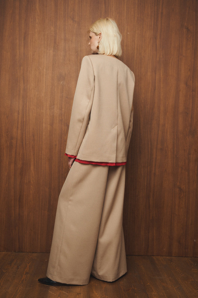 Selera | Oversized Collarless Wool Blazer