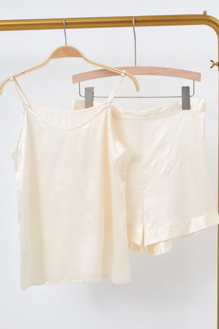 Soft Strokes Silk | Cream Soar Pyjamas Camisole with Adjustable Straps