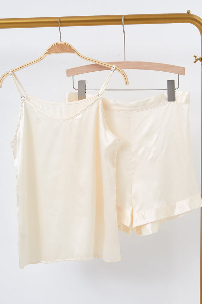 Soft Strokes Silk | Cream Soar Pyjamas Camisole with Adjustable Straps
