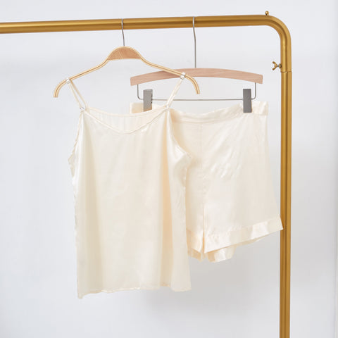 Soft Strokes Silk | Cream Soar Camisole and Shorts Pyjamas Set