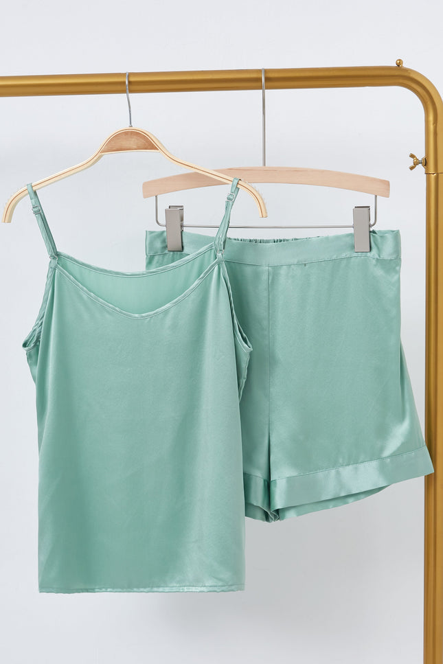 Soft Strokes Silk | Jade Soar High-Waisted Pyjamas Shorts