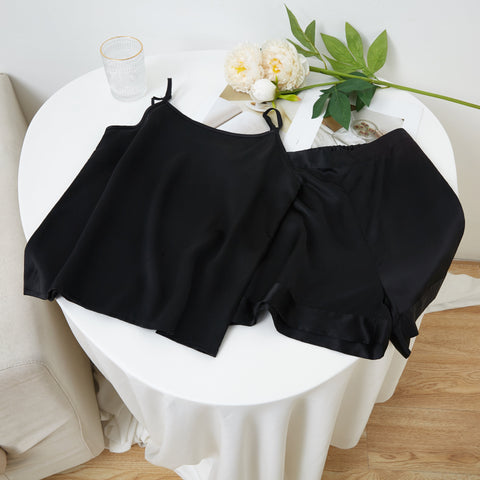 Soft Strokes Silk | Black Soar Camisole with Adjustable Straps Pyjamas