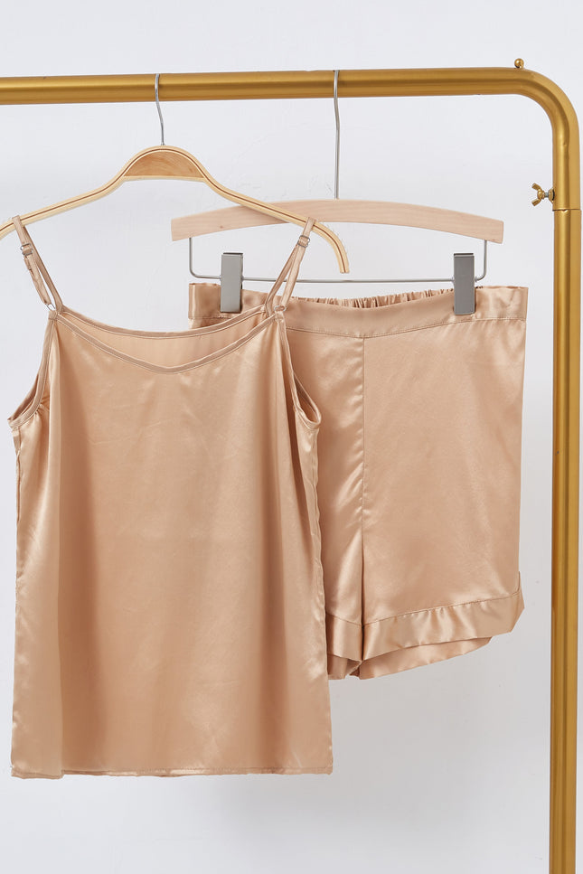 Soft Strokes Silk | Champagne Soar Camisole and Shorts Pyjamas Set