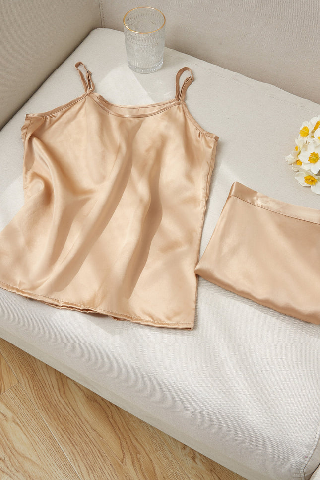 Soft Strokes Silk | Champagne Soar Camisole and Shorts Pyjamas Set