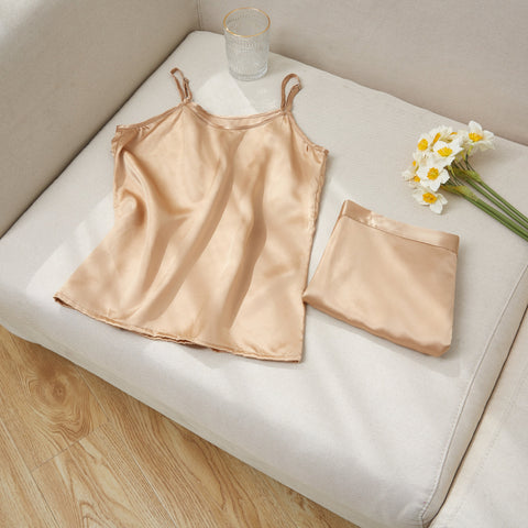 Soft Strokes Silk | Champagne Soar Pyjamas Camisole with Adjustable Straps